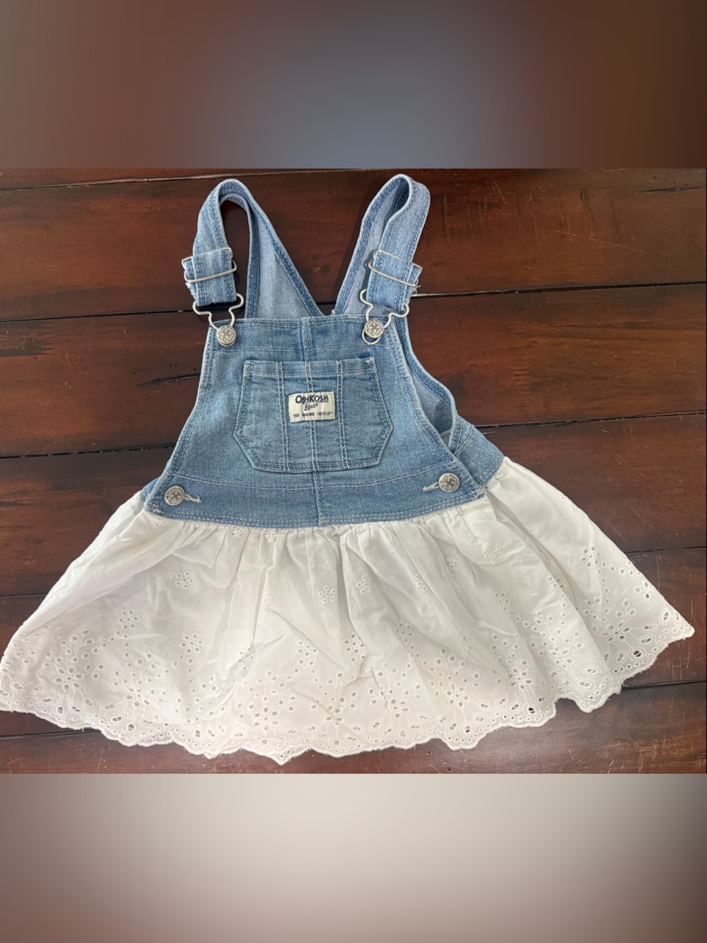 OshKosh B'gosh Light Blue Denim Top with White Eyelet Skirt
